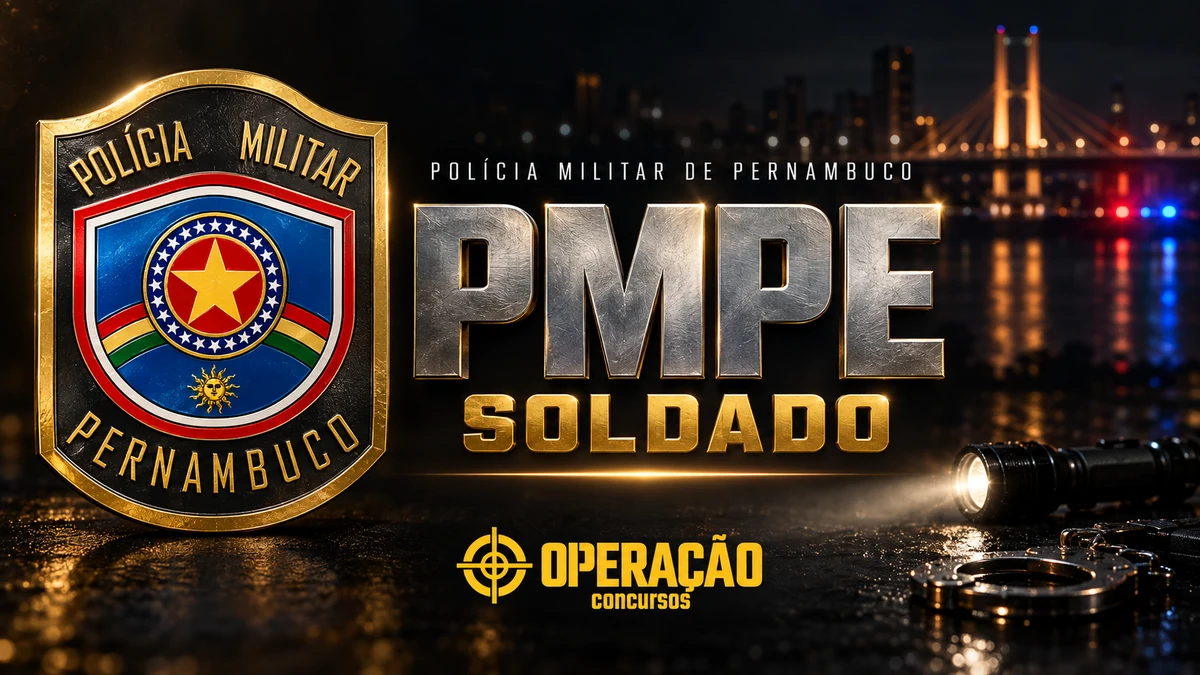 Capa do curso Operação PMPE — Soldado, com o brasão oficial da Polícia Militar de Pernambuco